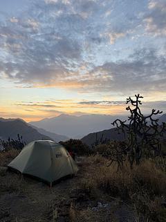 Biker camping com vista