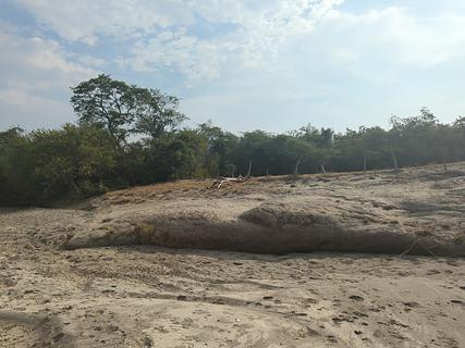 Campground next to riverbed