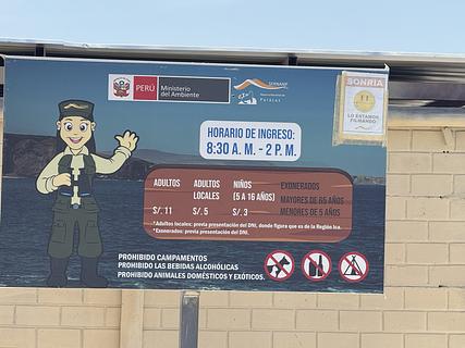 Entrada para o Parque Nacional de Paracas