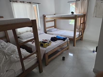 Hostel left of shop